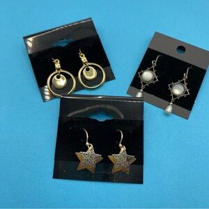 Dangle Pierced Earrings Bundle of Three Pairs